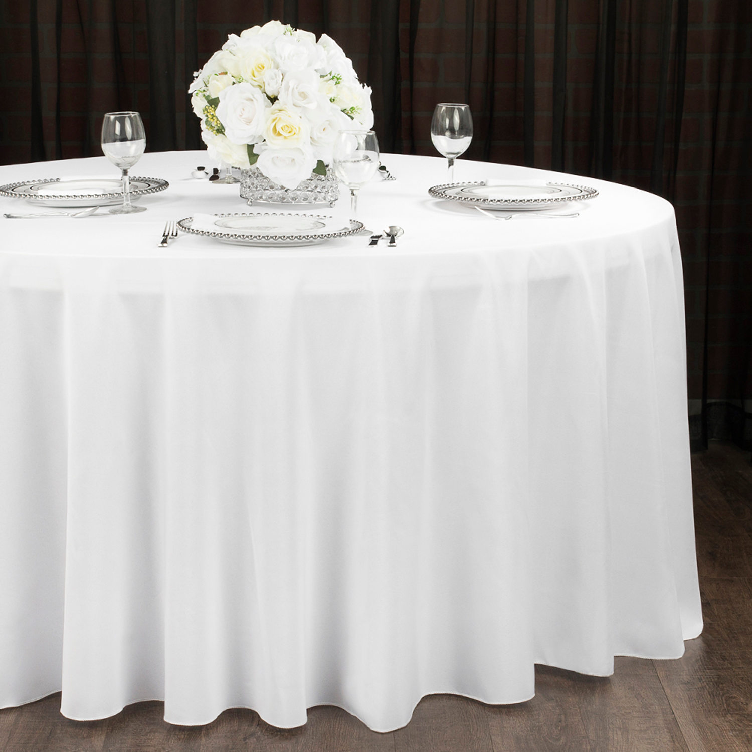 white polyester tablecloths cheap